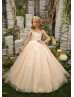 Ivory And Blush Pink Lace Tulle Timeless Flower Girl Dress Ivory And Blush Pink Lace Tulle Timeless Flower Girl Dress